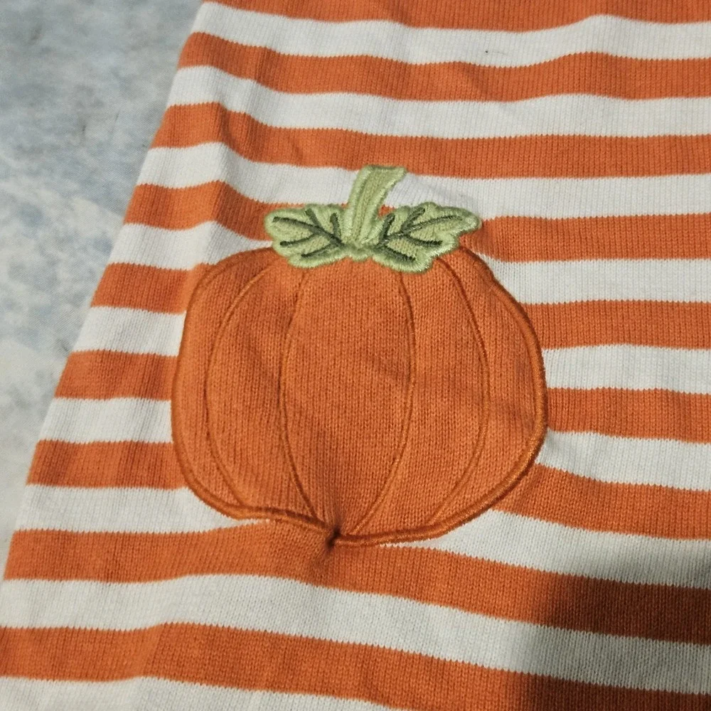 Gymboree Girls Pumpkin Sweater Dress Size 7 Orange Striped Fall Thanksgiving